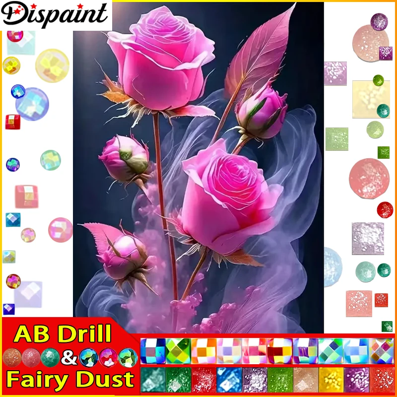 

Dispaint Fairy Dust AB Полная Алмазная Вышивка "Роза Закат" Алмазная Картина Вышивка Крестом Узоры Горный Хрусталь Незаконченный Дом