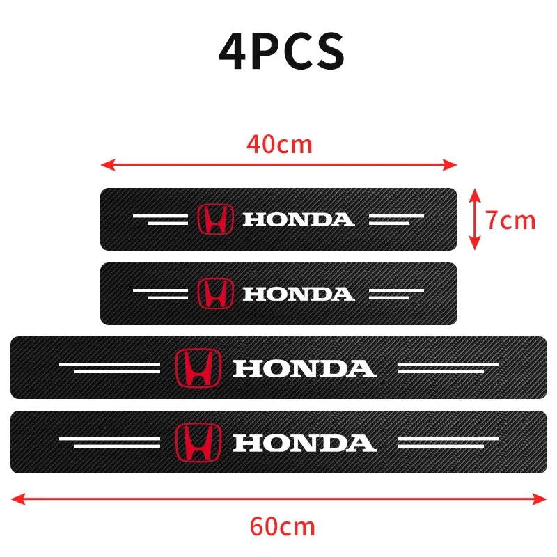 4pcs Car Door Sill Scuff Plate Decor Carbon Fiber Sticker For Honda Civic 10th 9th 8th 7th Gen 10 9 8 7 2006 2007 2008 2009 2010