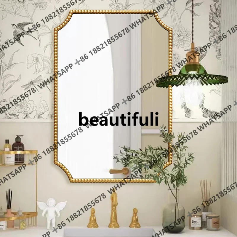 European bathroom mirror, bathroom wall-mounted makeup sink, dressing mirror wall-mounted anti-fog with light