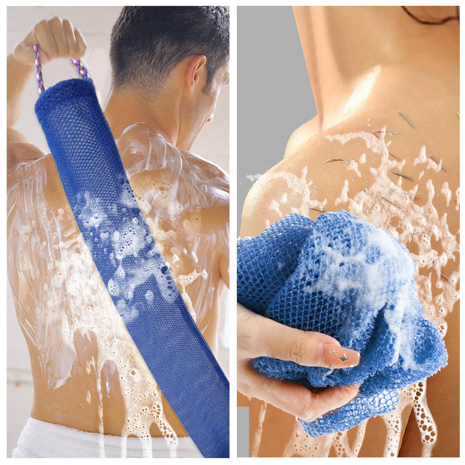 1Pcs Extra Long African Net Sponge, Durable Exfoliating Mesh Bath Towel, Quick Foaming Shower Puff for Dead Skin Removal and Body Scrub view 2