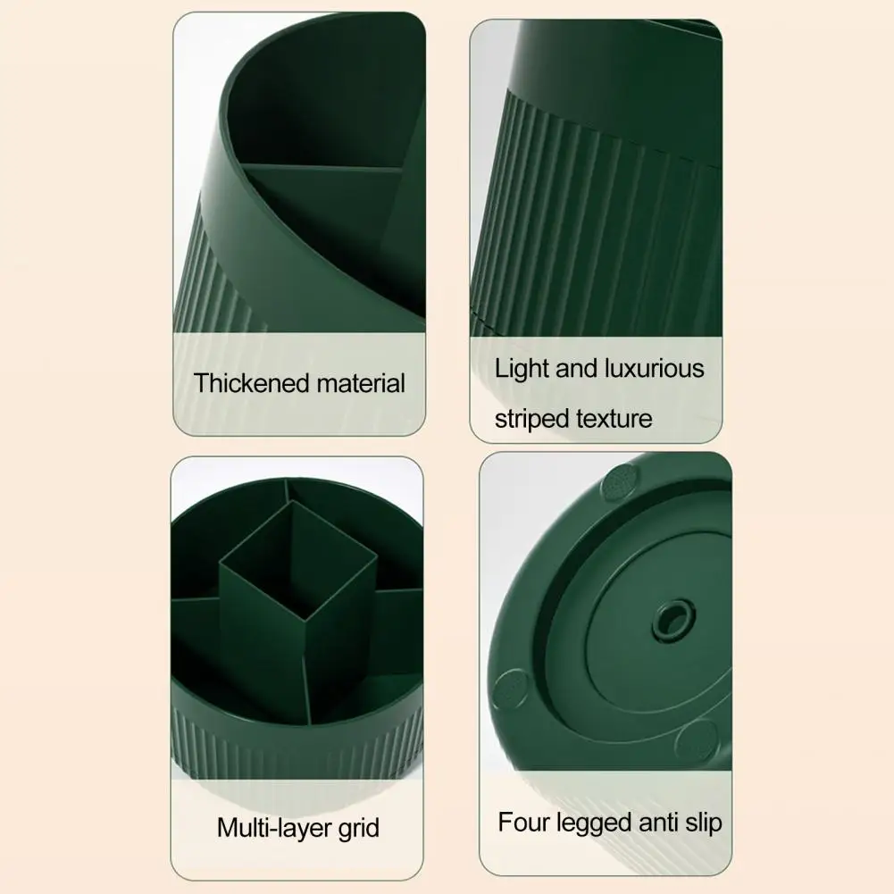 Countertop Storage Box Countertop Cosmetic Storage Organizer 360 Degree Rotating Turntable Capacity Makeup Brush Lipstick Holder