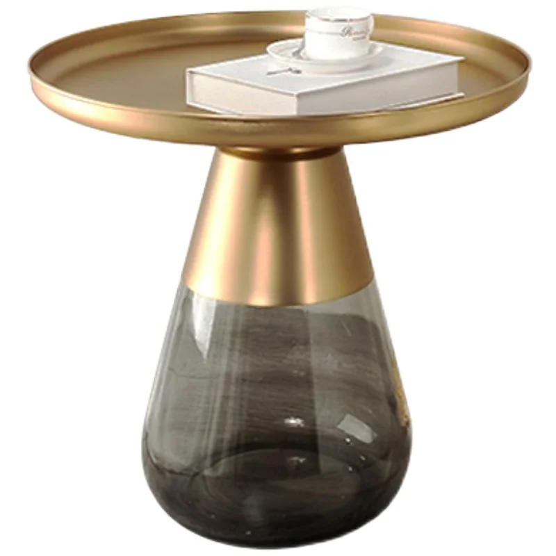 

Metal glass coffee table round