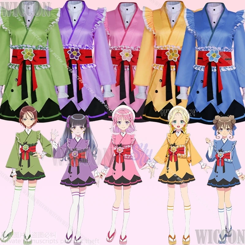 

Anime Maebashi Witches Yuina Akagi Azu Niisato Kyoka Kitahara Choco Mitsumata Mai Kamiizumi Cosplay Witch Short Kimono Dress Cos