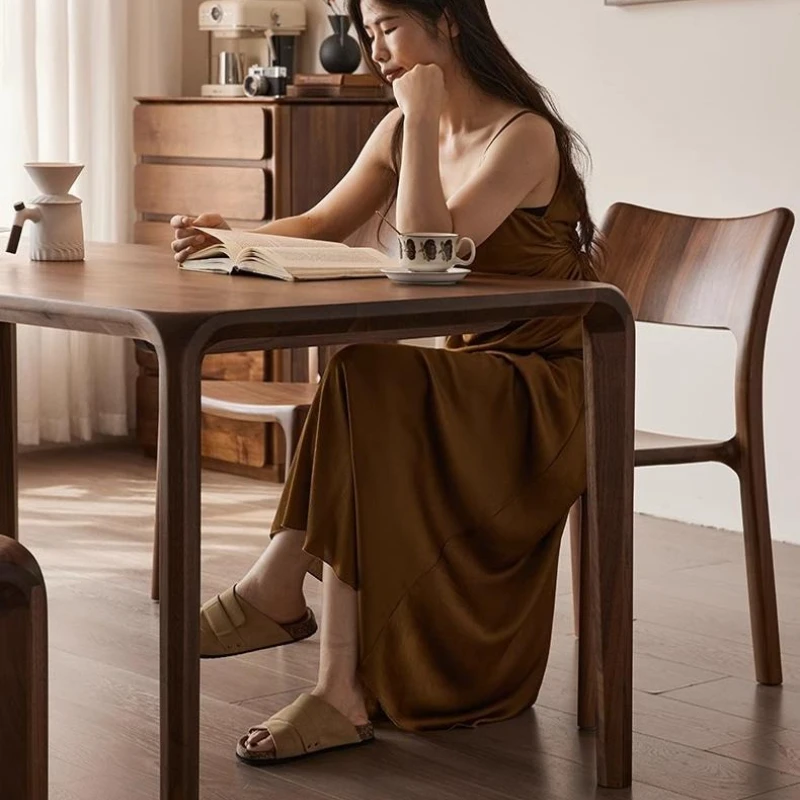 

Song aesthetic solid wood dining table antique desk household living room tea table walnut solid wood long table rectangular