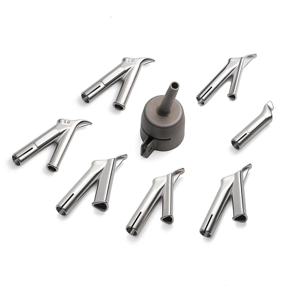 8PCS Stainless Steel Welding Tip Nozzles Set For 32mm Hot Air Plastic PVC Vinyl Repair Round Triangle Tacking Tool