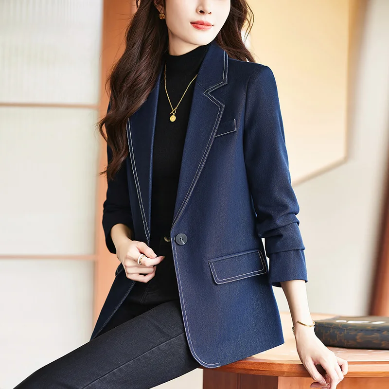 

Fashion Women's Suit Jacket Spring and Autumn New Korean-style Commuter British-style Casual All-match Retro Slim-fit Suit Top