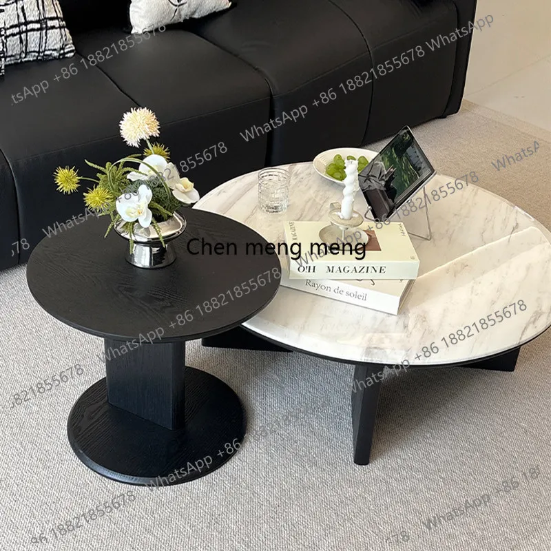 

Minimalist marble coffee table Modern light luxury high-end art, round household combination coffee table