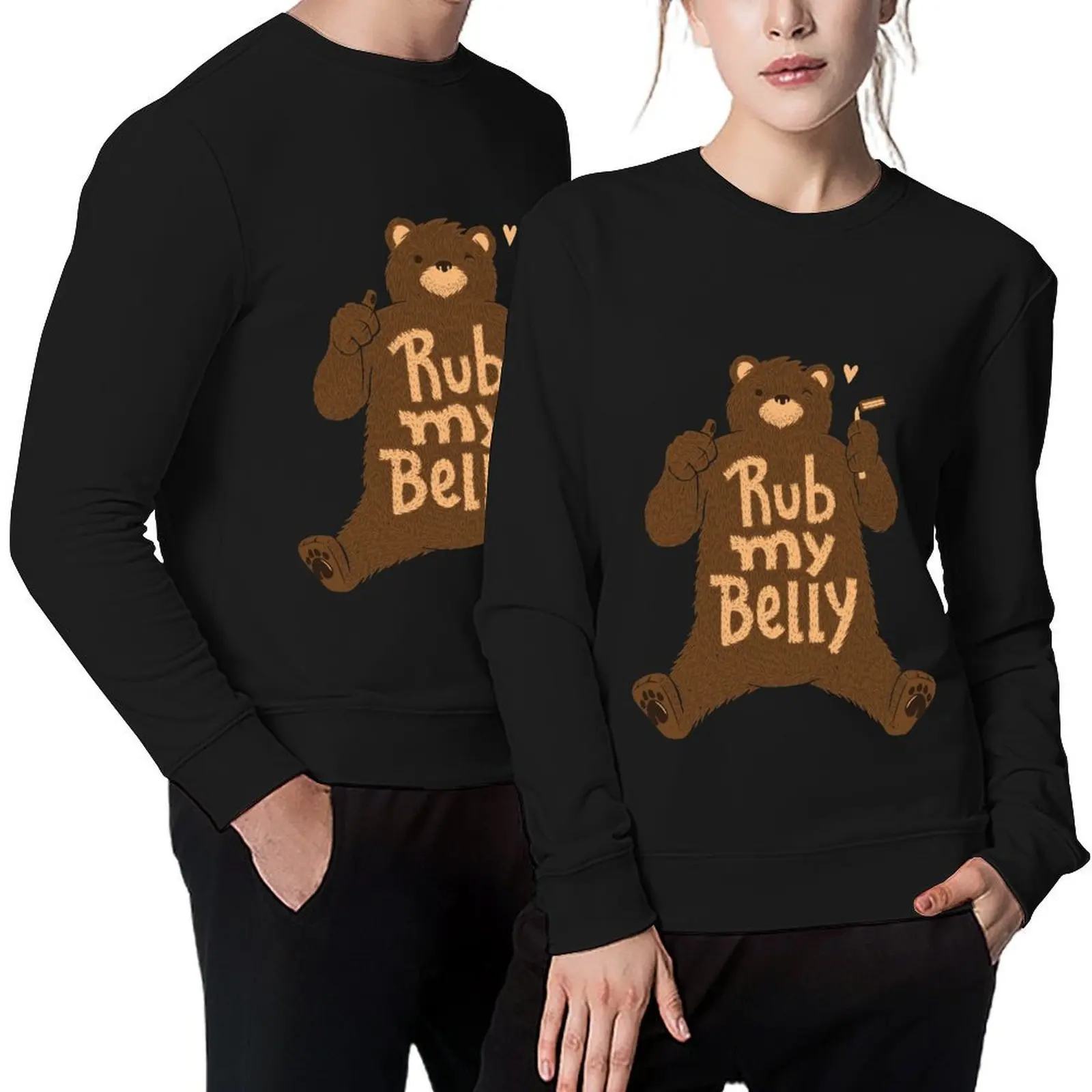 

Rub My Belly Pullover men's sweat-shirt set blouse anime clothing korean clothes men sweatshirt