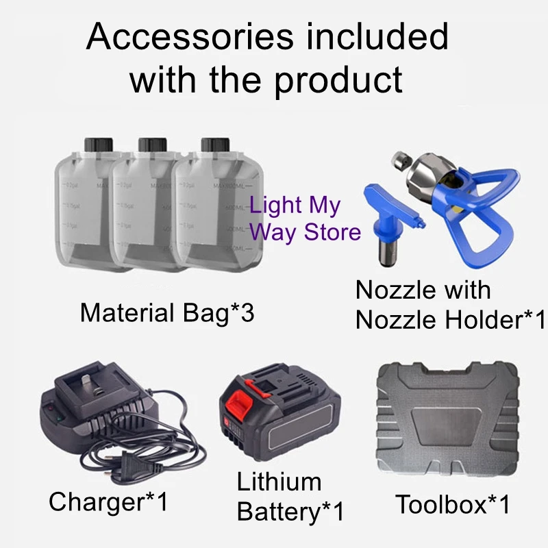 

Электрический пистолет-распылитель для латексной краски, пистолет-распылитель с литиевой батареей, безвоздушный распылитель высокого давления, бытовой распылитель для ремонта