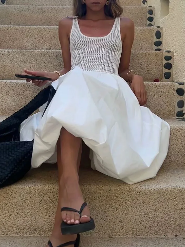 새로운 해변 스타일 할로우 시어 파티 원피스, 여성용 민소매, 섹시하고 우아한 맥시 원피스, 백리스 스파게티 스트랩, 여성용 원피스, 여름