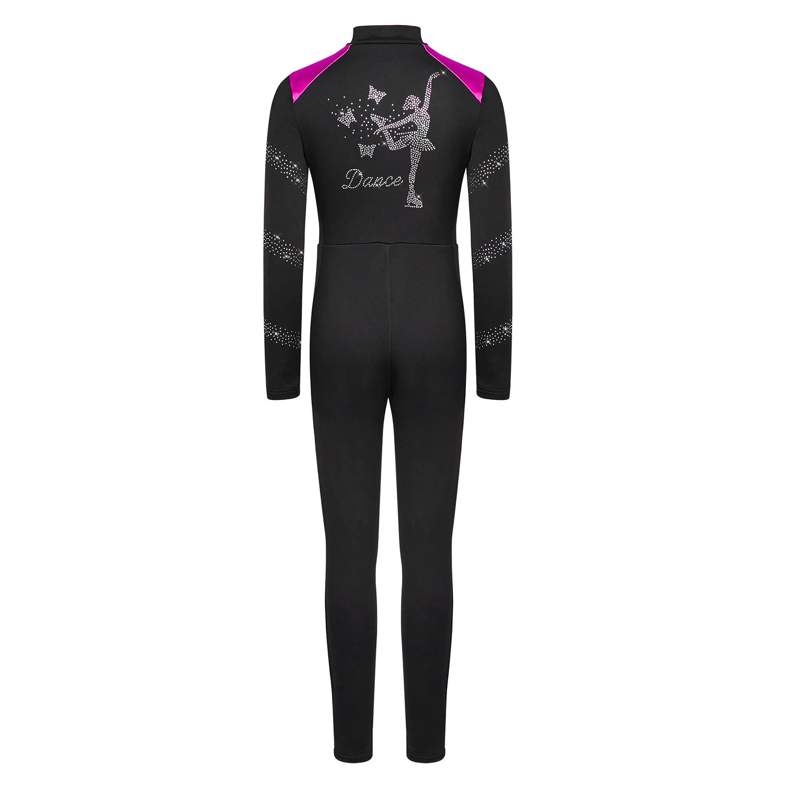 Teenager Mädchen Gymnastik Overall Eiskunstlauf Training Body Strass Langarm Reißverschluss Warme Ballett Trikots Sportswear