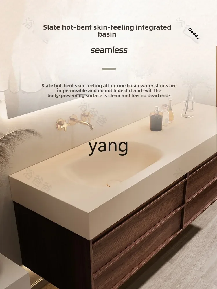 CX rock slab hot bending seamless integrated basin medium antique bathroom cabinet combination bathroom washstand