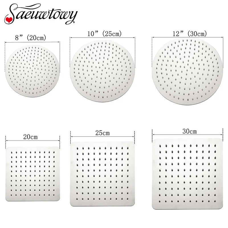 

Brushed Nickel Stainless Steel Square Rainfall Shower Head Top Sprayer High Pressure Round & Square Ultra-Thin Showerheads