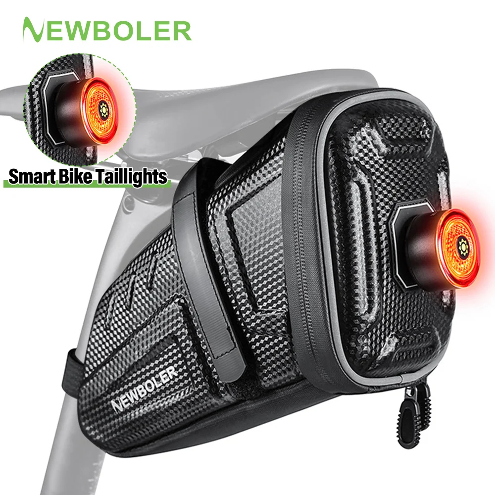 Bolsa para SILLÍN de bicicleta impermeable, alforjas para bicicleta de montaña y carretera, rayas reflectantes con luz trasera inteligente, accesorios para bicicleta, novedad de 2025