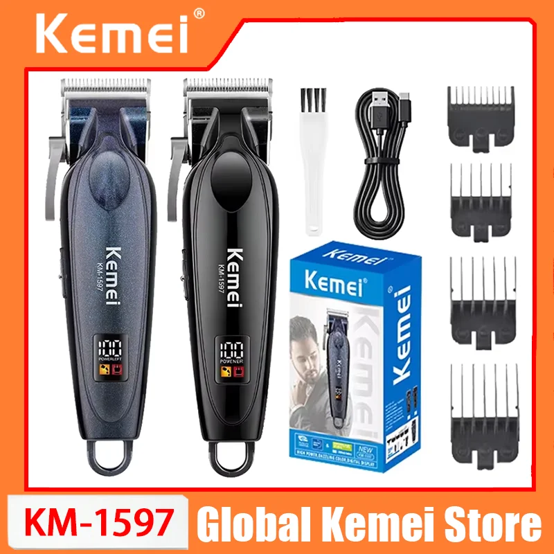 

Kemei KM1597 Barber Cordless Fade Hair Clipper Rechargeable Powerful Hair Trimmer Professional Men Electric Hair Cutting Machine