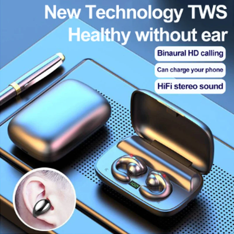 

2023 Bone conduction bluetooth 5.3 Ear Clip with Mic TWS for Itel A17 A27 A25 Itel A48 A 27 A 17 ItelA17 Motorola Mot G73