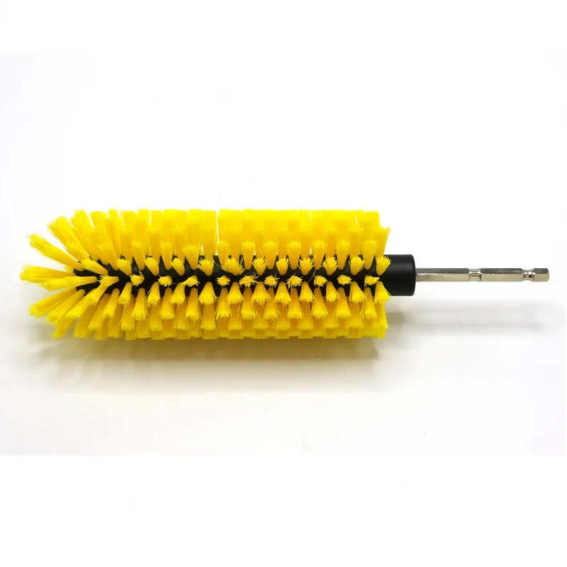 Soft long-handled drill brush, high-density durable wheel cleaner for hubs, engine, exhaust, cars & motorcycles.