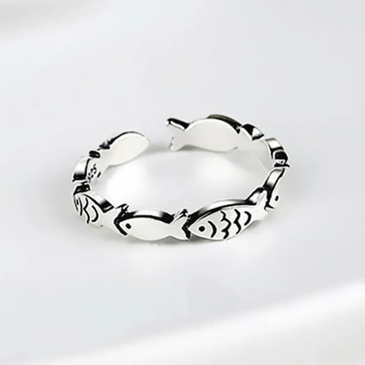 925 Sterling Silver Fish ​Adjustable Rings For Women Engagement Jewelry Wholesale  and  Jewellery