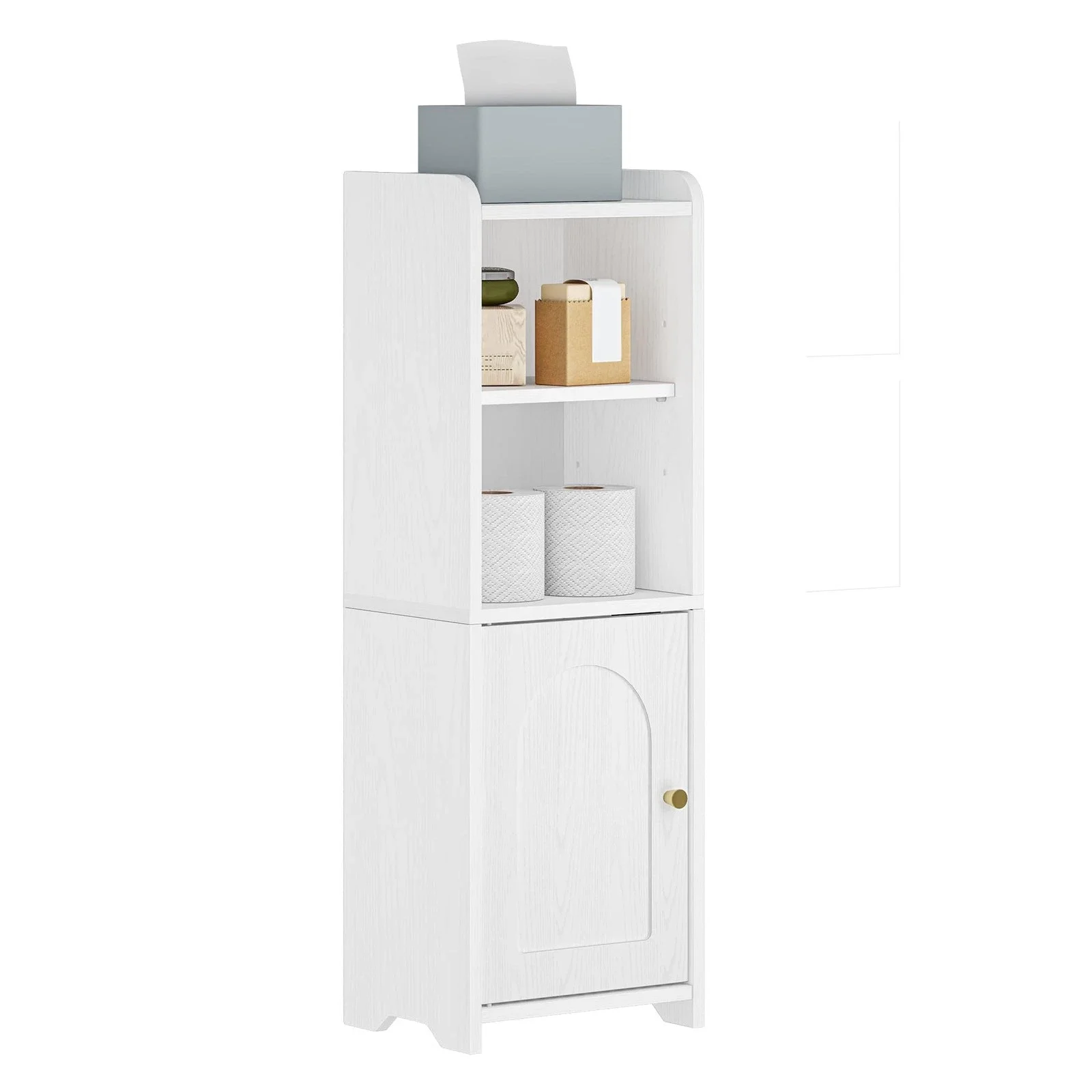 White Bathroom Cabinet with Two Adjustable Dividers Shelves for Apartments Gyms Hotels Villas Hospitals