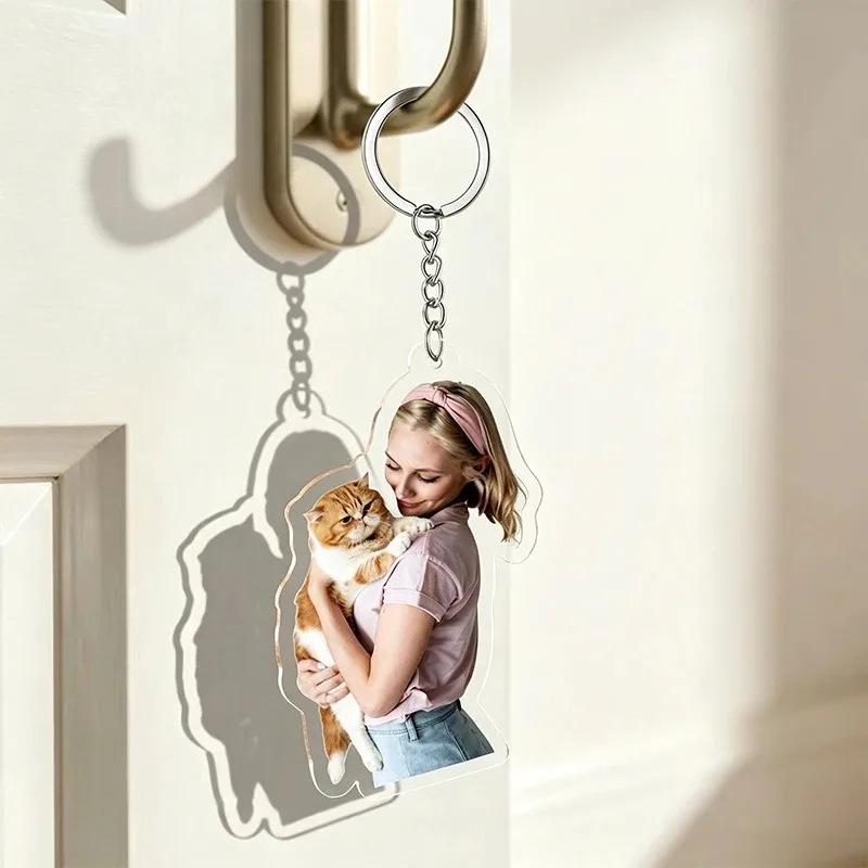 Custom Photo Acrylic Keychain Personalized Picture Key Chain Gift for Couple Family Pet Memorial Souvenir view 3