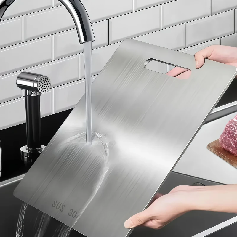 Cutting Board Double Sided Stainless Steel Kitchen RVs Cost Effective Durable Safe Vegetables Fruits Chicken Beef Cutting Board