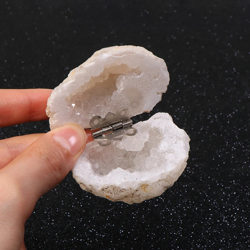 

Crystal Cave Ring Box Natural Crystal Geode Jewelry Storager For Proposal Wedding Quartz Keepsake Ornaments Gift