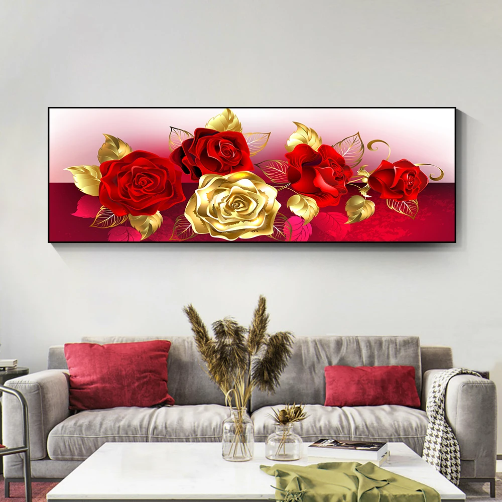 Large Size DIY 5D Diamond Painting Flowers Series Full Drill Square Embroidery Mosaic Art Picture of Rhinestones Home Decor Gift