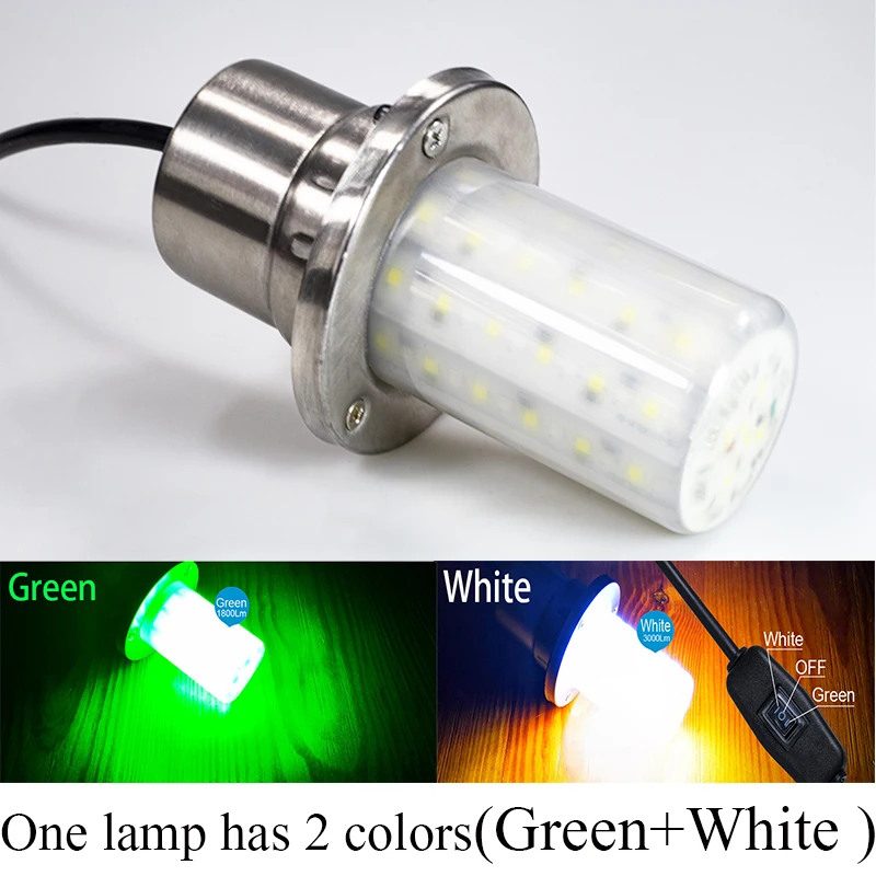 12V 60W Ip68 Green Fishing light Waterproof UnderWater lights Lake/river/sea Night Attracting Fish Boat Fishing tool PhotoPopis