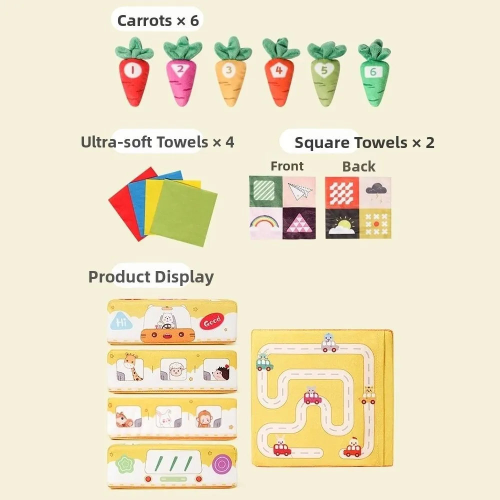 Soft Baby Tissue Box Tear-resistant Cartoon Pattern Radishes Montessori Finger Exercise Color Learning Pulling Carrots Stuffed