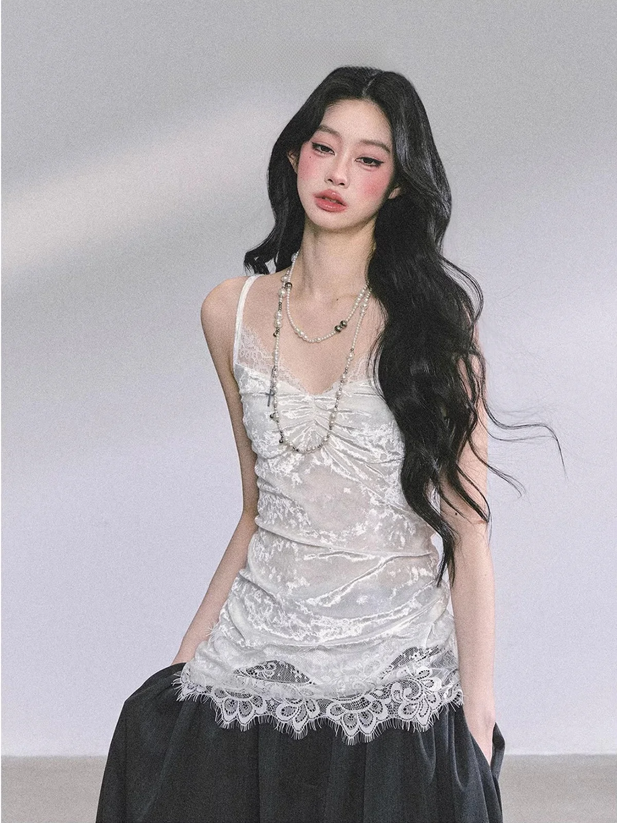 

AOMALM Pure Desire Sexy Lace Ballet T-shirt Underwear Base Layer Top for Young Women Dream Ballet Series Polyester Fabric