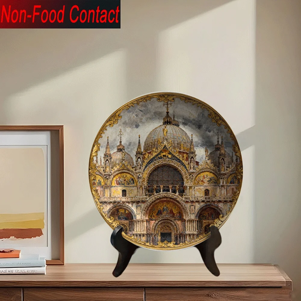 St. Mark's Basilica Venice Ceramic Decor Plate/Hanging Wall Art， Suitable for families, living rooms, dining rooms, and offices