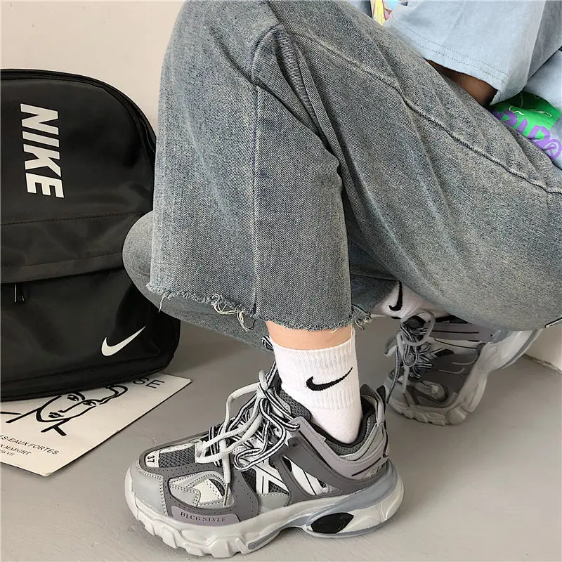 Brand Designer Chunky Sneakers For Women Shoes Casual Sneakers Female Breathable Spring Autumn Platform Shoes Ladies Flats 36-44