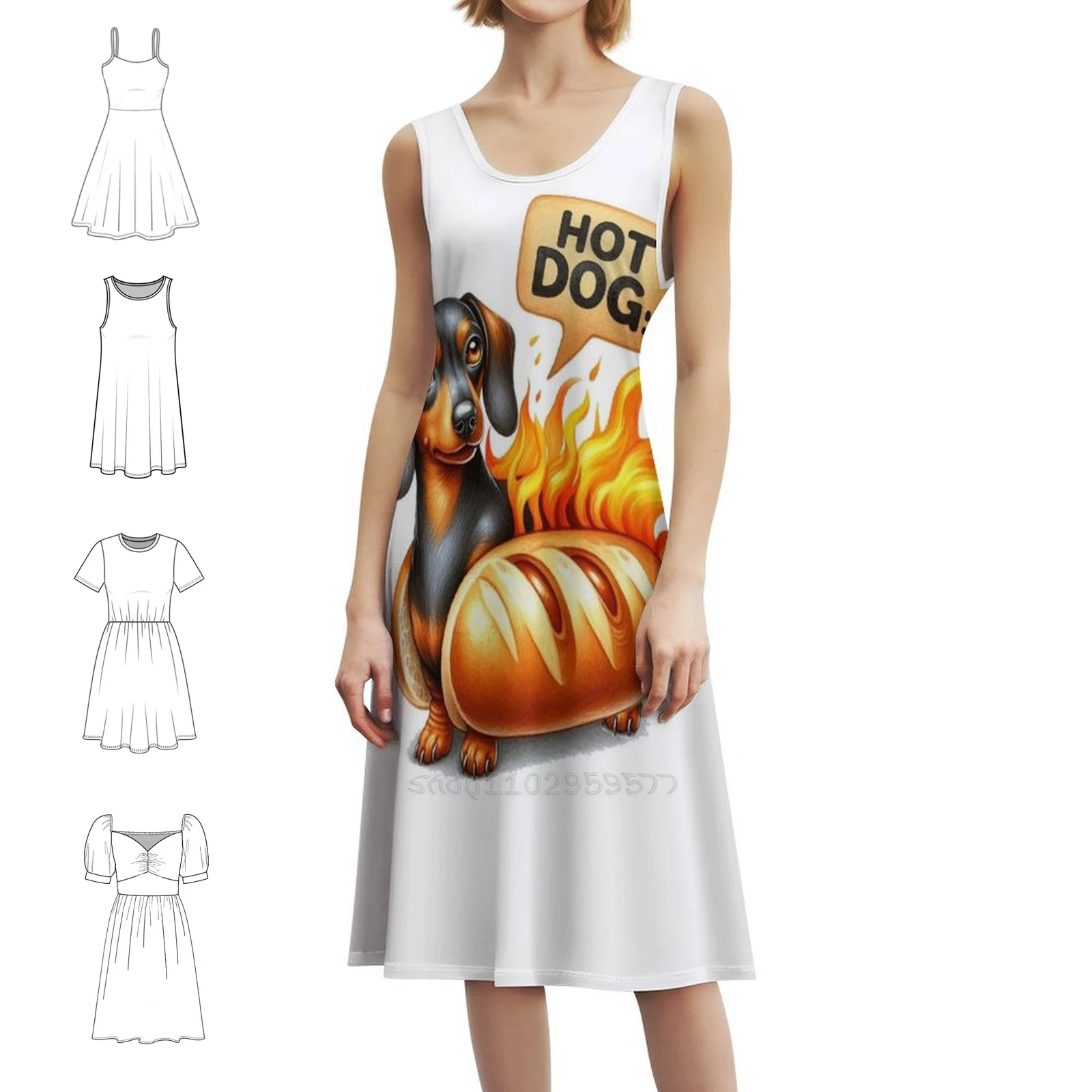 فستان هوت دوج على الطراز الكوري للنساء فستان كاجوال أنيق للحفلات أو الارتداء اليومي هوت دوج هوت دوج داشوند هوت دوج هوت دوج هوت