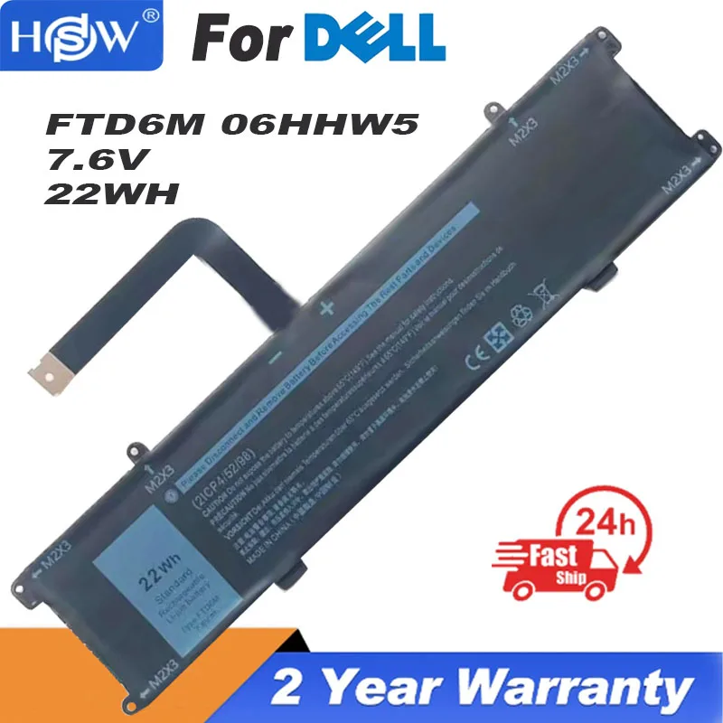 FTD6M 06HHW5 K17M-BK-US 6HHW5 K17M Laptop Battery For Dell Latitude 7285 2-IN-1 Keyboard E7285 7.6V 22Wh/2750mAh