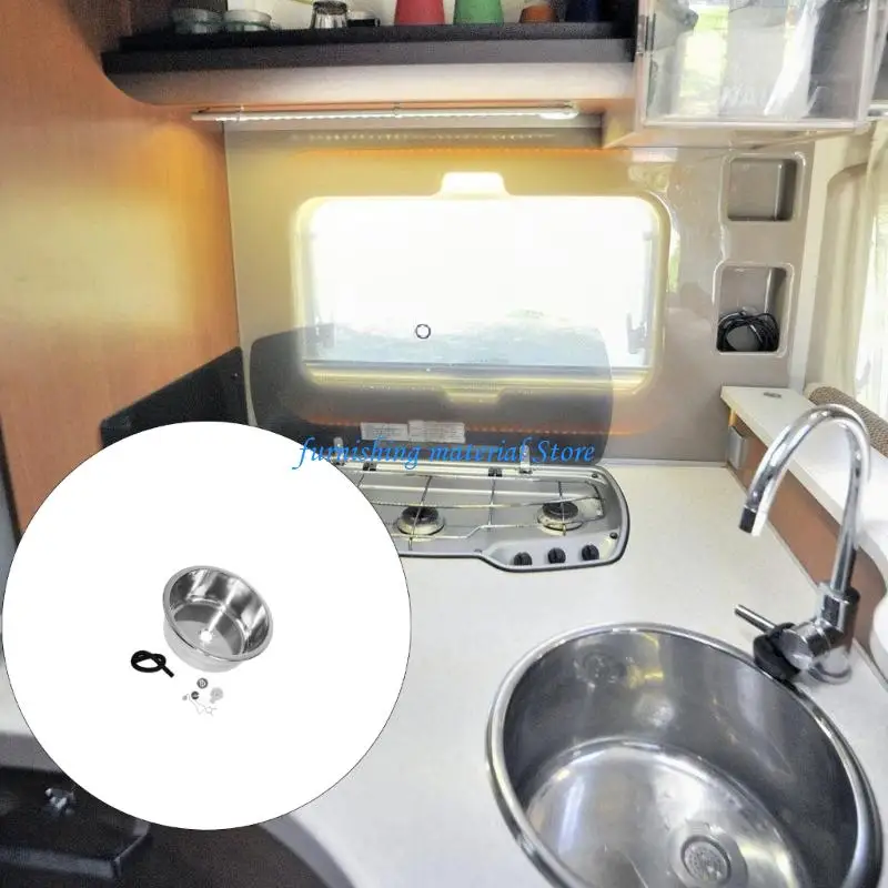 

Y5GD Stainless Steels Round Kitchen Sinks Single Bowl Dish Washing Sink Balcony Wash Basin Kitchen Vegetable Small Sink
