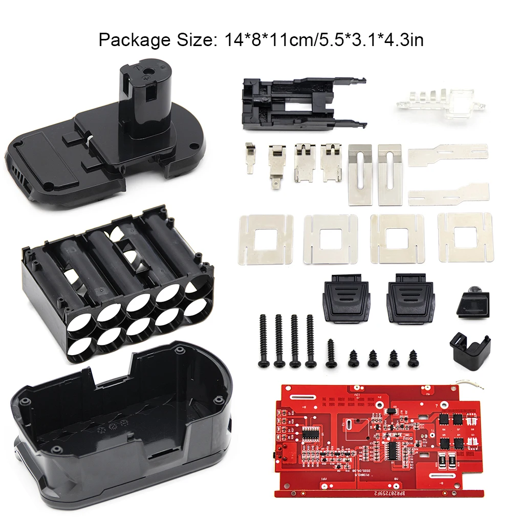 1 Juego de caja de plástico para batería de iones de litio 10*18650, placa de circuito de protección de carga, caja PCB para Ryobi 18V P103 P103, accesorios de batería