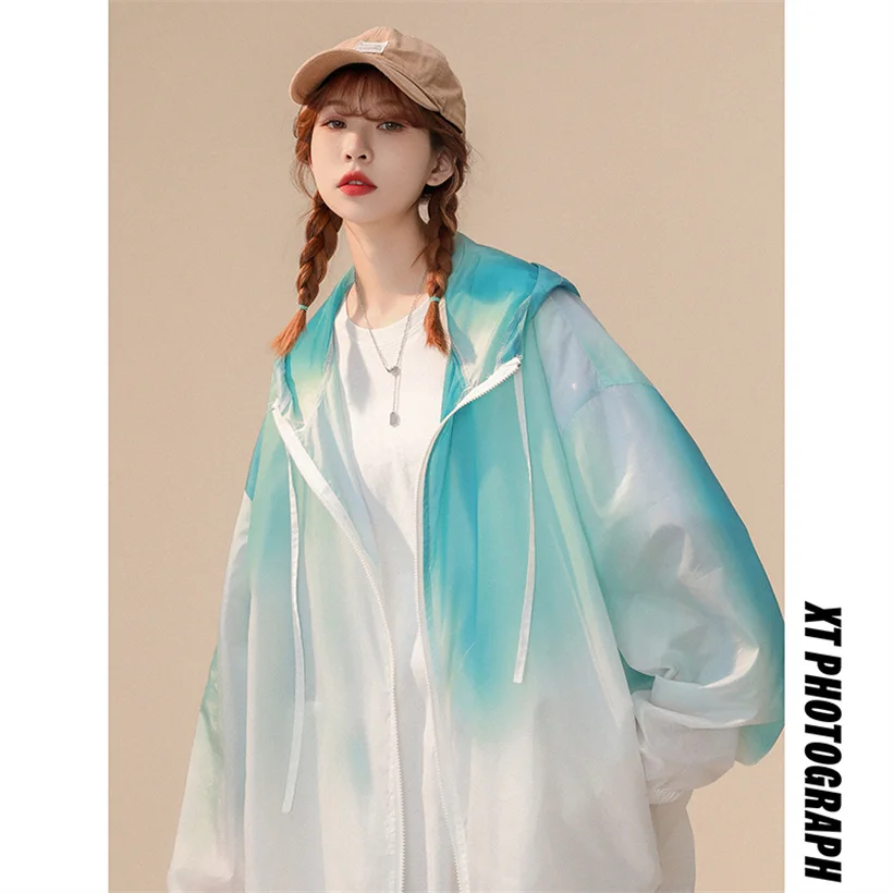 

Ice Silk Dyed Baseball Jaet Hooded Ultra Thin Summer Sportswear for Men And Women Couple Light Weight Outdoor Outdoor