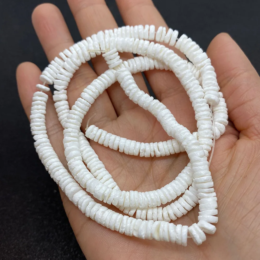 4/6mm Natural White Shell Scattered Beads Round Flat Mother of Pearl Sliced Beads Jewelry Making Diy Necklace Craft Accessories