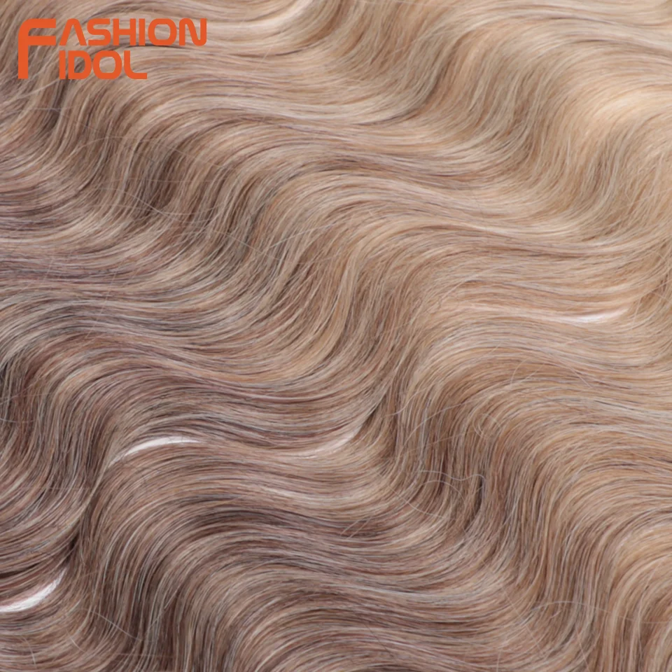 FASHION IDOL Body Wave Crochet Hair 22Inch Soft Long Synthetic Hair Goddess Braids Natural Wavy Ombre 613 Blonde Hair Extensions