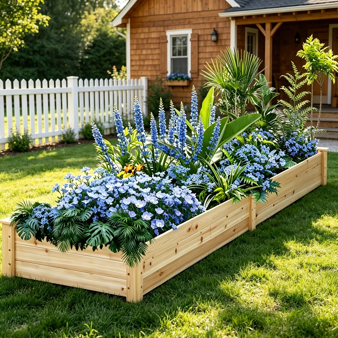 

8-Foot Elevated Wooden Garden Bed for Outdoor Use, Perfect for Growing Vegetables, Fruits, And Herbs in Your Backyard with Quick And Easy Setup