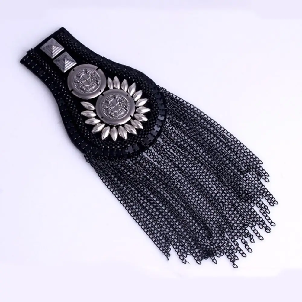 DIY Clothes Decor Pin Tassel Chain Epaulettes Metal Detachable Tassel Epaulet Alloy Shiny Brooch Shoulder Board Gift