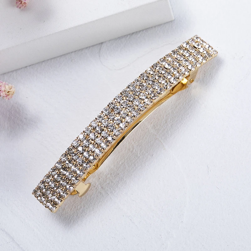 Korean Bling Hair Accessories Full Crystal Luxury Hair Barrette Diamante French Clip For Women Girls