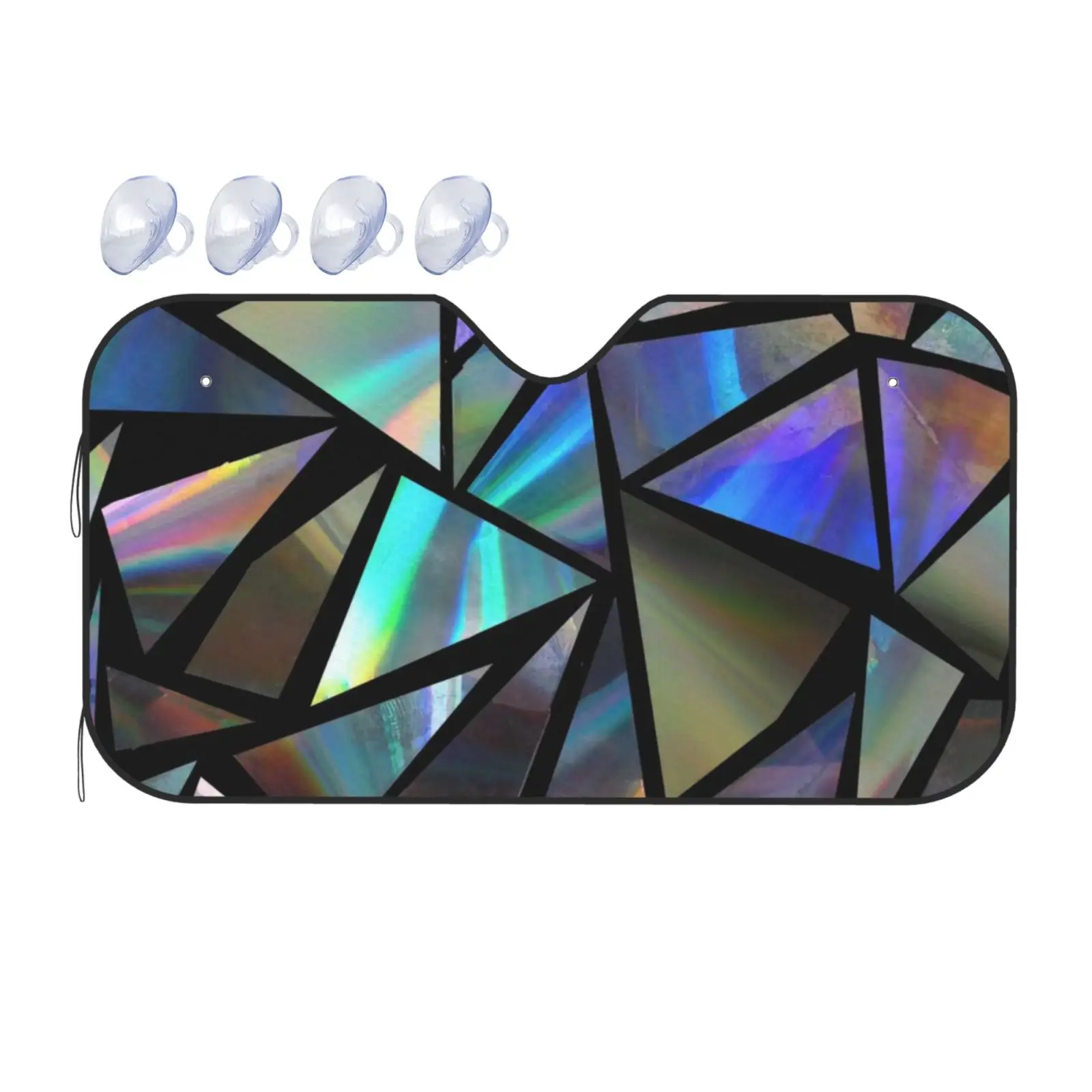 Rainbow Holographic Green Triangle Car Windshield Sunshade, Reflective Sunshade, Ultraviolet and Heat-resistant Sunshade Car