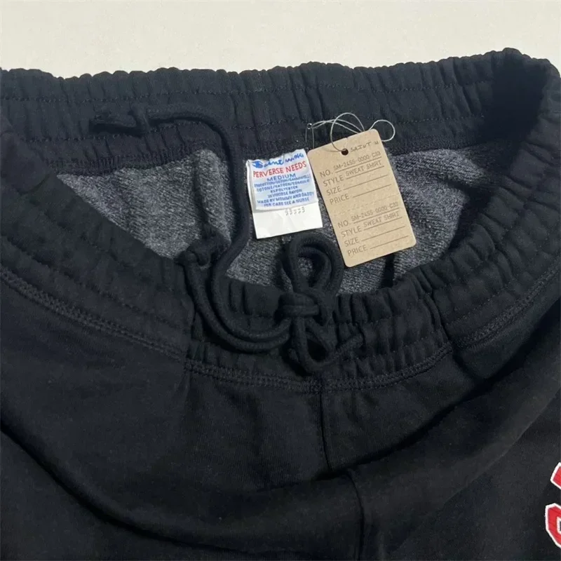 Black SAINT MICHAEL Pants Men Women 1:1 Top Quality Cracked Retro Print SAINT LOGO Oversized Sweatpants