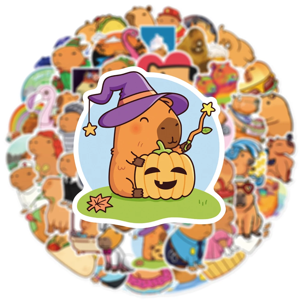 

10/30/55pcs Kawaii Capybara Anime Stickers Animal Cartoon Sticker Suitcase Laptop Phone Diary Car Waterproof Fun Decals for Kids