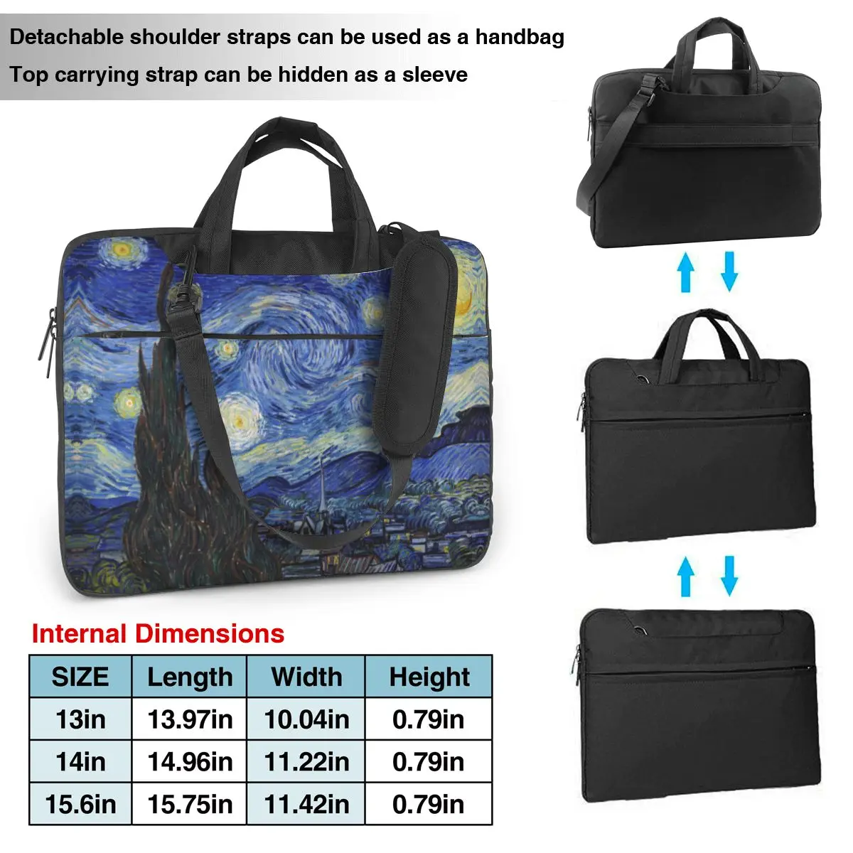 Vincent Van Gogh Laptop Sleeve Bag The Starry Night Portable Notebook Pouch 13 14 15 For Macbook Air HP Huawei Computer Bag