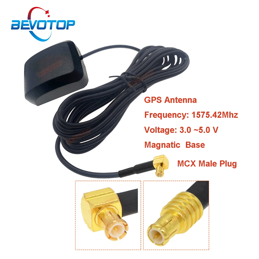 Car GPS Antenna MCX Male Connector Cable Magnetic GPS Receiver Auto Aerial Adapter for Car Navigation Night Vision Camera Player