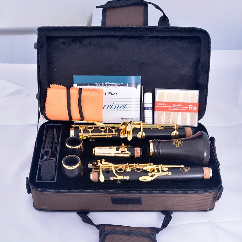 Clarinet Bb Wood Ebony Gold-plated 17 Keys Grenadilla Sib Klarnet M62(OEM)