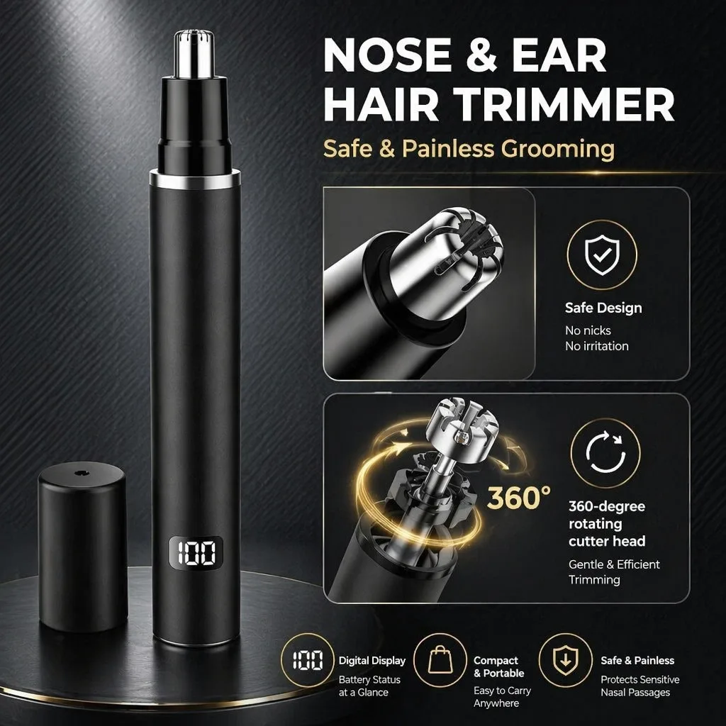 4-in-1 Men's Hair Clipper Set with LED Display, USB Rechargeable Beard & Nose Trimmer, Foil Shaver + 8 Combs for Home & Barber view 7