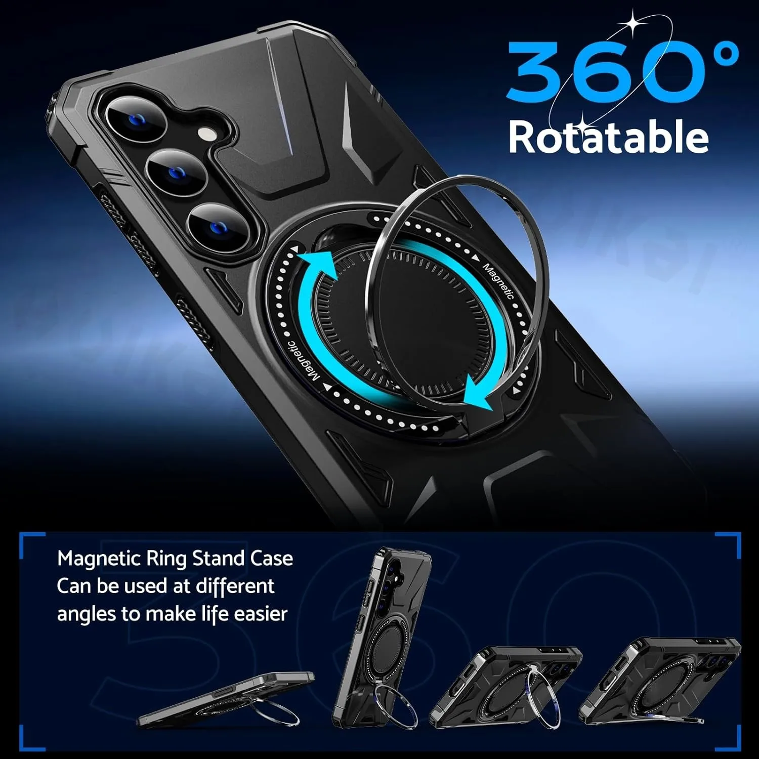 Case For Samsung Galaxy A55 A15 A35 A54 A14 S24 Ultra S23 FE Stand Ring Magnetic Ring Holder Protection Stands Kickstand Covers
